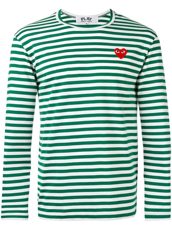 henrik vibskov Unisex Striped Tee Red Heart - Green