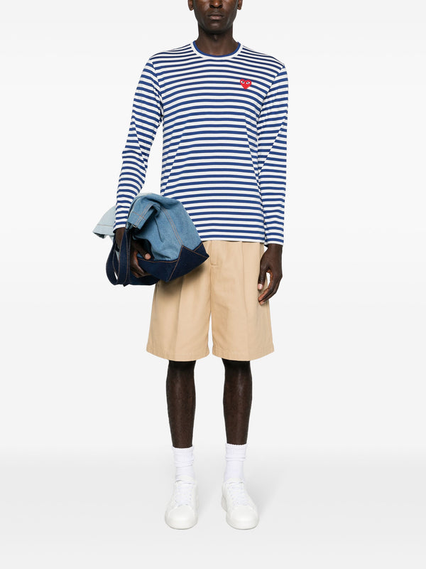 Henrik Vibskov Unisex Striped Tee Red Heart - Navy