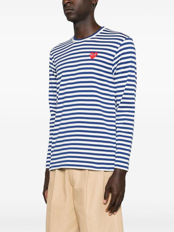 Henrik Vibskov Unisex Striped Tee Red Heart - Navy