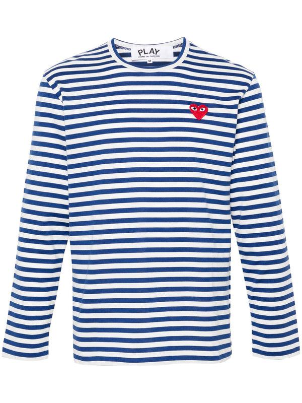henrik vibskov Unisex Striped Tee Red Heart - Navy