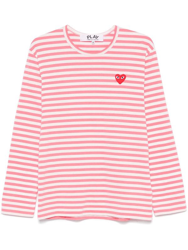 henrik vibskov Unisex Striped Tee Red Heart - Pink