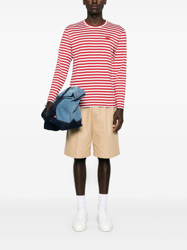 Henrik Vibskov Unisex Striped Tee Red Heart - Red