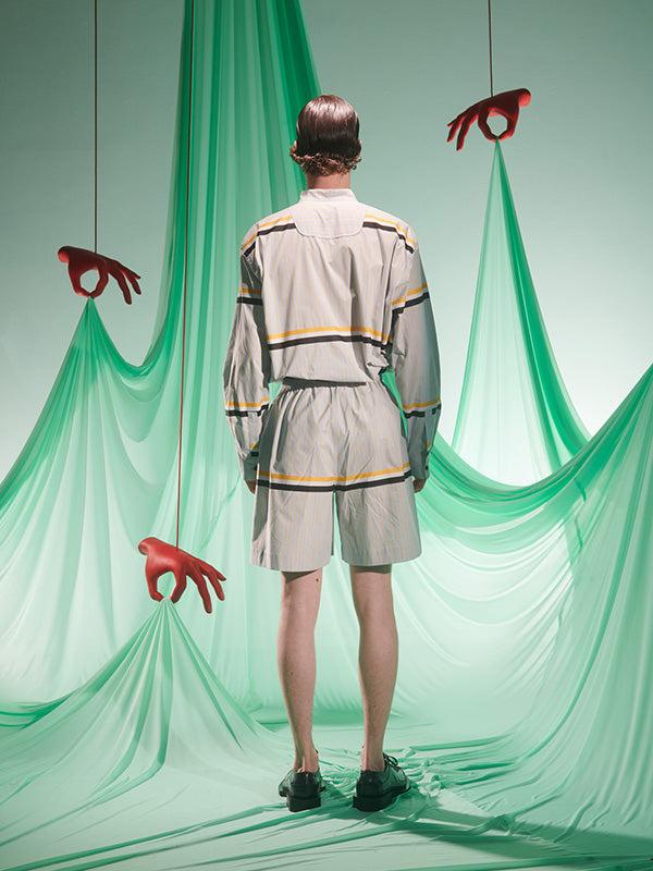 Henrik Vibskov Waybill Shorts - Blue Yellow Stripes