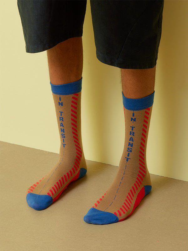 Henrik Vibskov In Transit Socks Homme - Beige Blue Transit