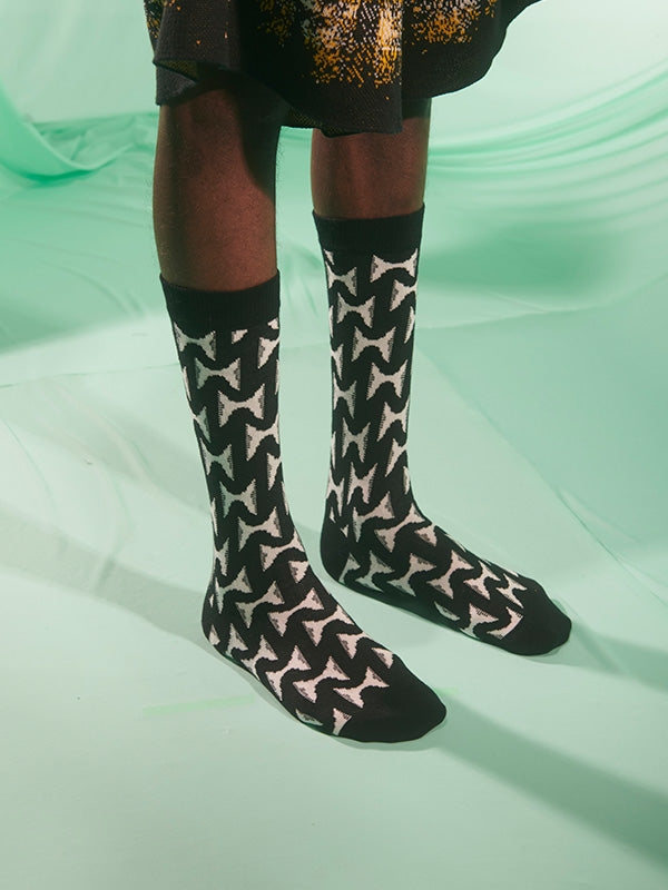 Henrik Vibskov Jazzhands Socks Homme - Black White Hands