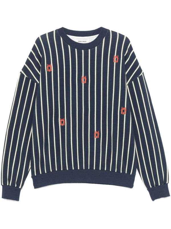 henrik vibskov Joaquin Horse Head Sweat - Navy Horse head Stripes