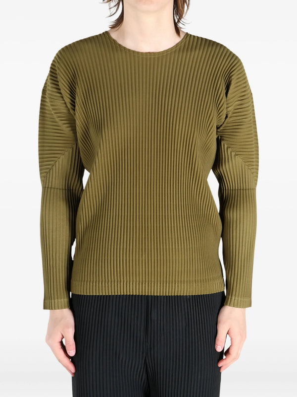 Henrik Vibskov Long-Sleeve Pleats T-shirt - Olive Khaki