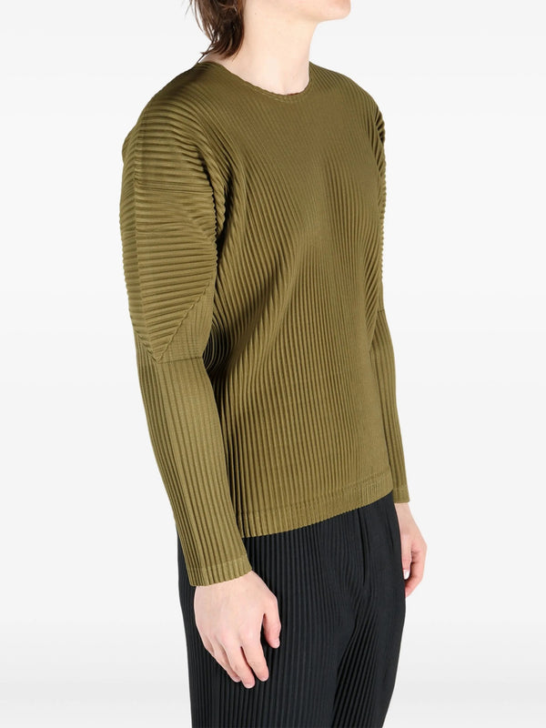 Henrik Vibskov Long-Sleeve Pleats T-shirt - Olive Khaki