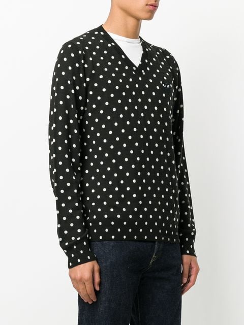 Henrik Vibskov Mens V-Neck Pullover Polka Dot Black Heart - Black