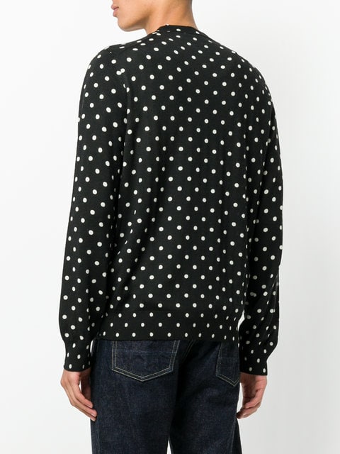 Henrik Vibskov Mens V-Neck Pullover Polka Dot Black Heart - Black
