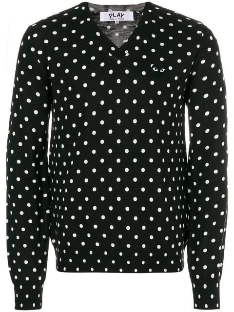 henrik vibskov Mens V-Neck Pullover Polka Dot Black Heart - Black
