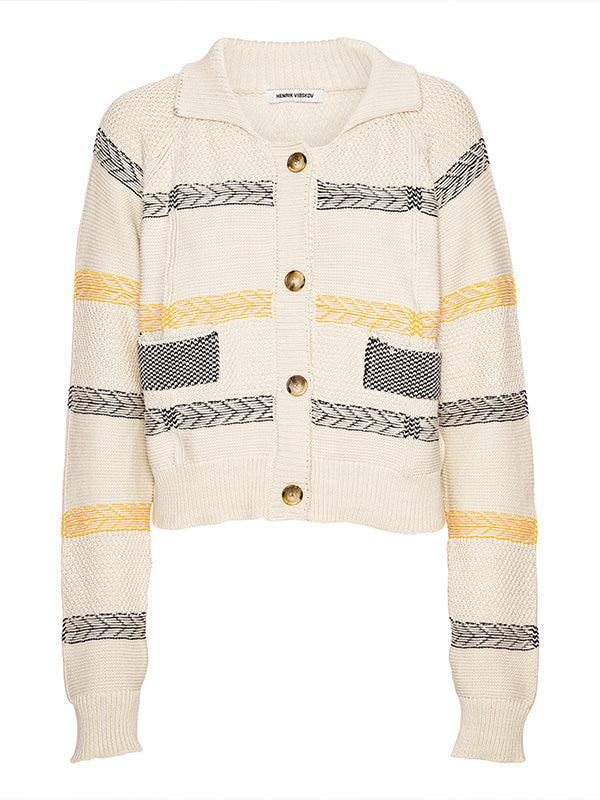 henrik vibskov New Stitch Cardigan - Beige Mixed Black