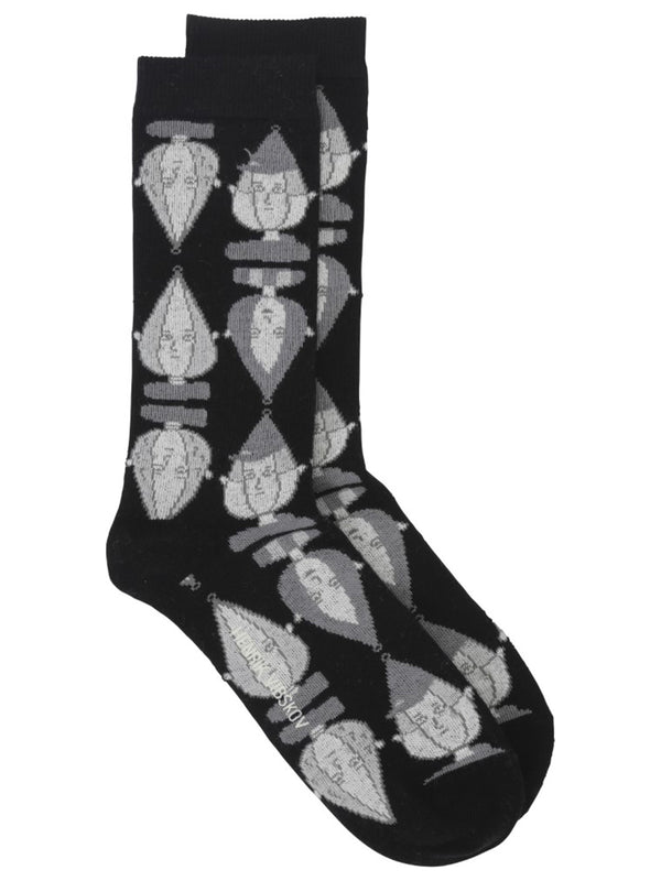 henrik vibskov Onion Head Femme Socks - Black White Head