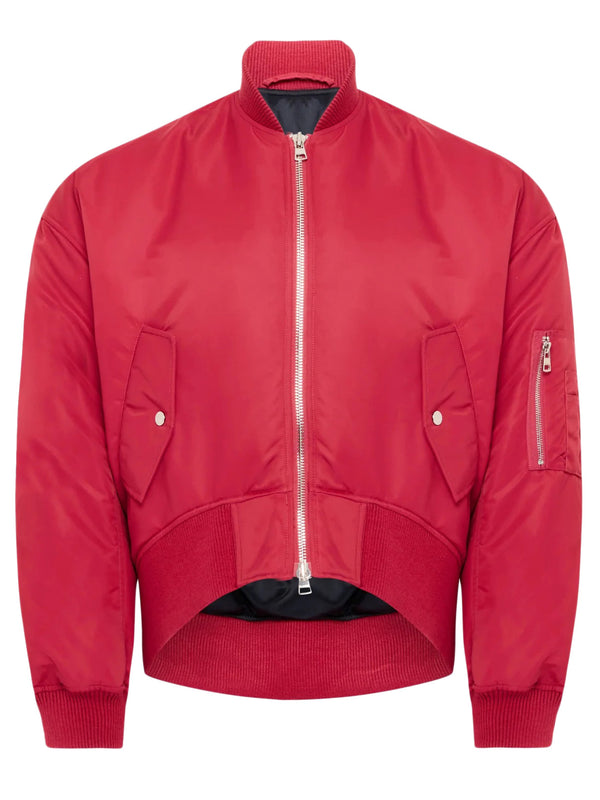 henrik vibskov Oversized Curved Hem Bomber Jacket - Ruby