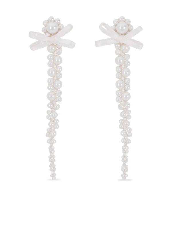 henrik vibskov Petite Bow Detail Drip Earrings - Pearl