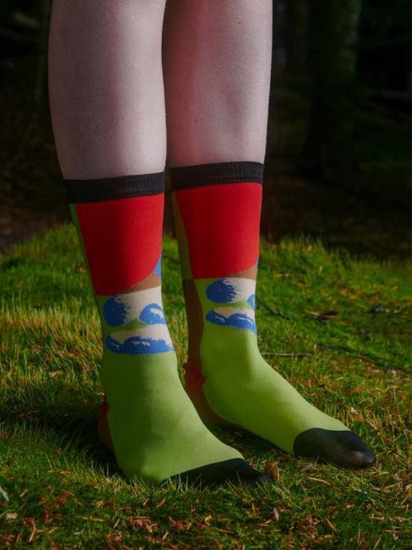 Henrik Vibskov Pop Art Hand Socks Femme - Black Green Pop