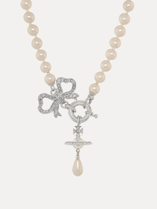 Henrik Vibskov Rigoberta Pearl Necklace – Platinum – Crystal Velvet