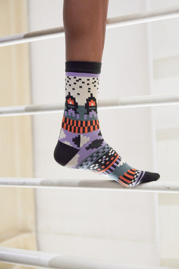 Henrik Vibskov Rocket Moon Socks Femme - Lavender Beige Orange