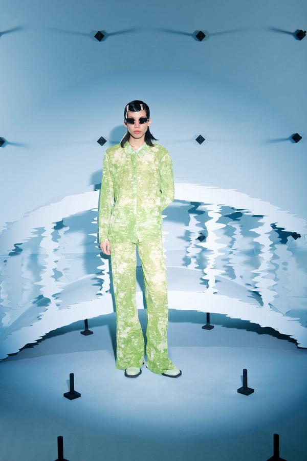 Henrik Vibskov Short Mesh Plissé Shirt - Green Riddle