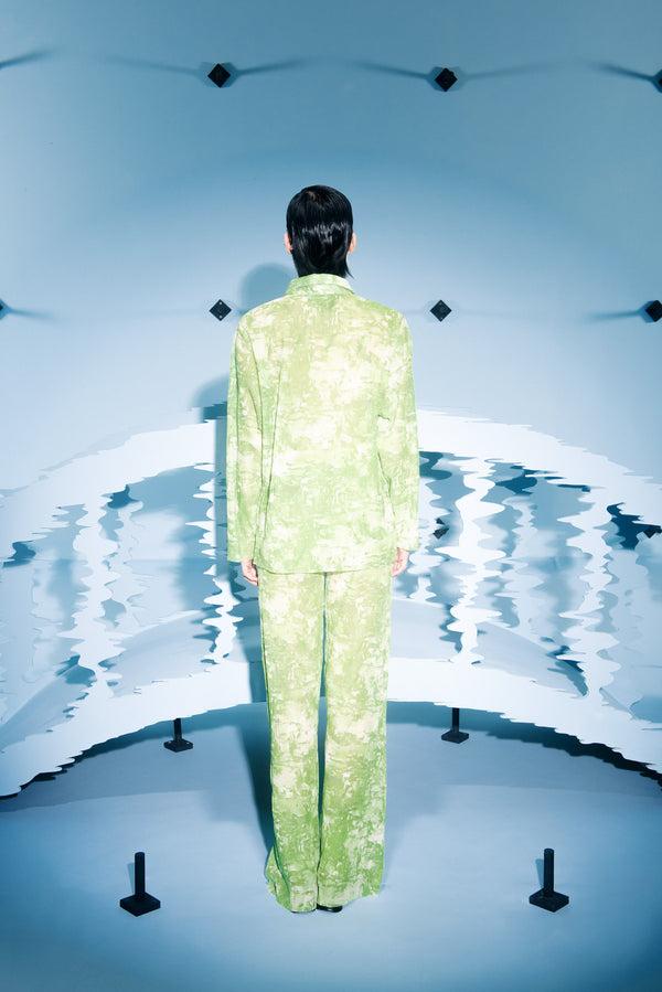 Henrik Vibskov Short Mesh Plissé Shirt - Green Riddle