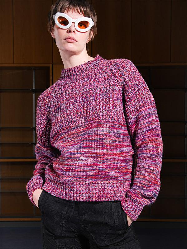 Henrik Vibskov Six End Knit Jumper - Magenta Navy Orange Square
