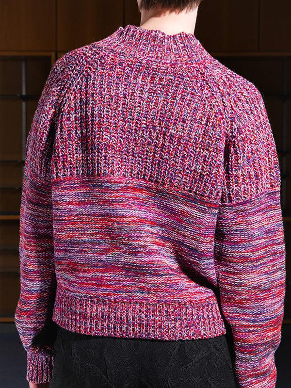 Henrik Vibskov Six End Knit Jumper - Magenta Navy Orange Square