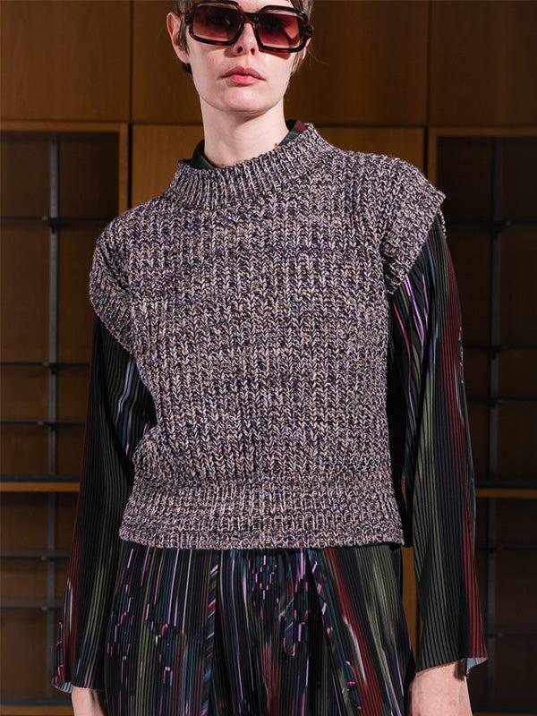 Henrik Vibskov Six End Knit Vest - Black Lavender Green Square