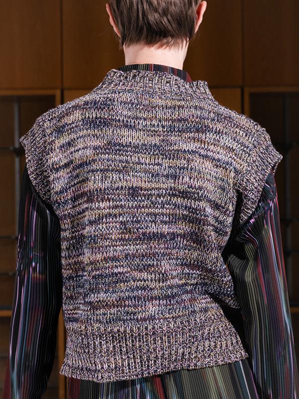 Henrik Vibskov Six End Knit Vest - Black Lavender Green Square