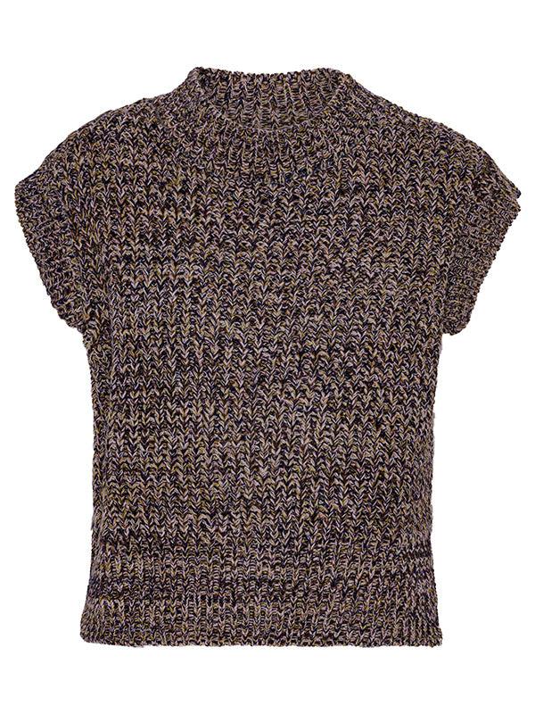 henrik vibskov Six End Knit Vest - Black Lavender Green Square