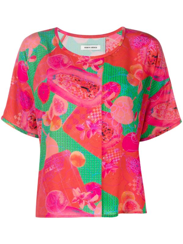henrik vibskov Smooth Silk Blouse - Pink Green Kitchen Table