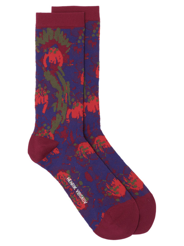 henrik vibskov Spraycan Flowers Socks Femme - Violet Spraycan