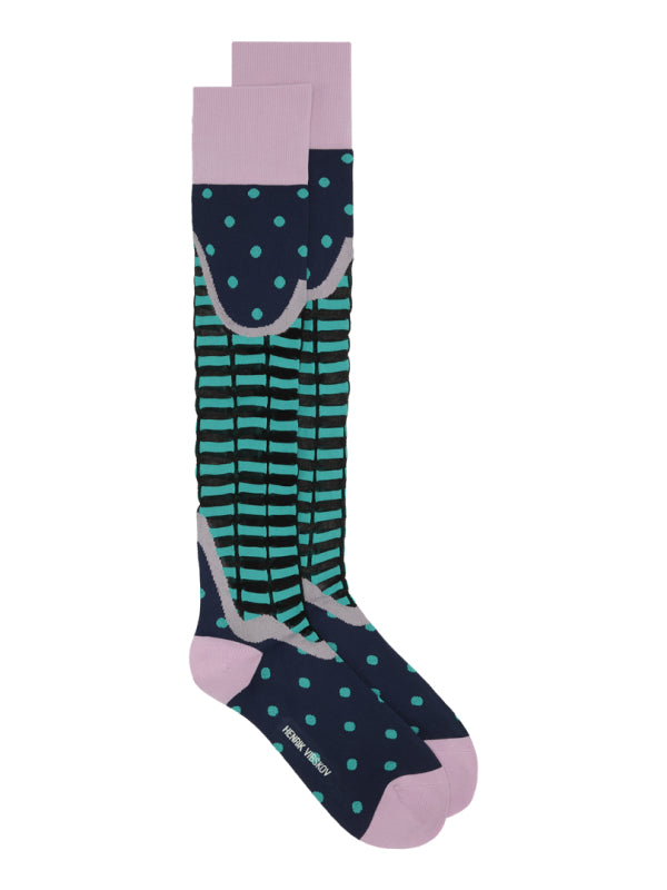 henrik vibskov Star Knee Socks Femme - Lavender Black Green