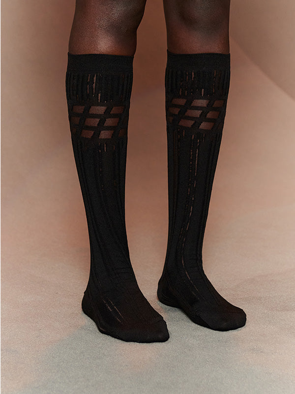 Henrik Vibskov Stripes Socks Femme Long - Stripes Black