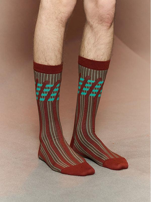 Henrik Vibskov Stripes Socks Homme - Stripes Bordeaux