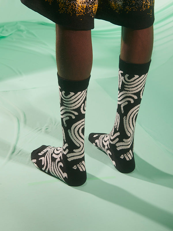 Henrik Vibskov Sunny Fingers Socks Homme - White Fingers Black