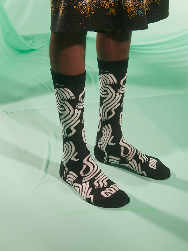 Henrik Vibskov Sunny Fingers Socks Homme - White Fingers Black