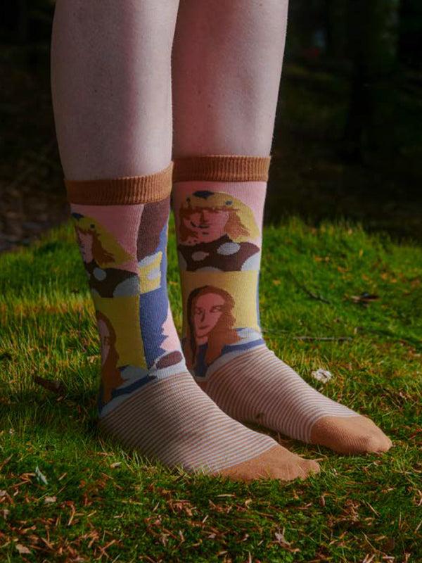 Henrik Vibskov The Intern Socks Femme - Brown Coral Faces