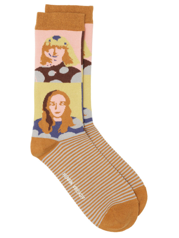 henrik vibskov The Intern Socks Femme - Brown Coral Faces