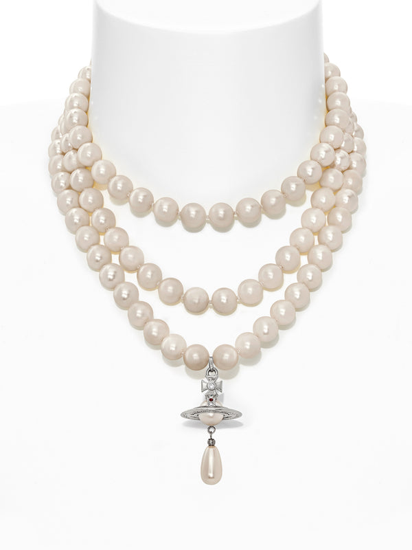 henrik vibskov Three Row Pearl Drop Choker - Platinum