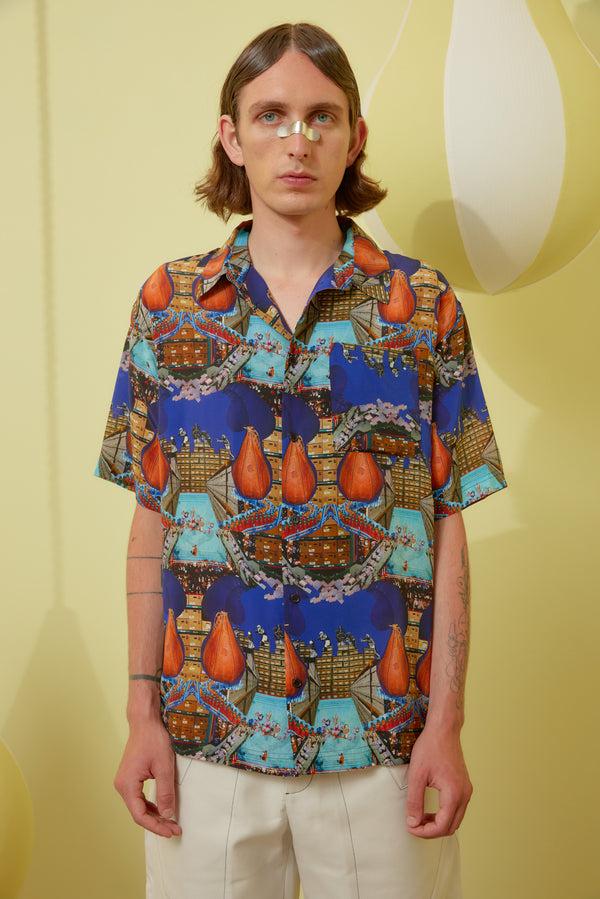 Henrik Vibskov Transfered Shirt - Boxing Navy Collage