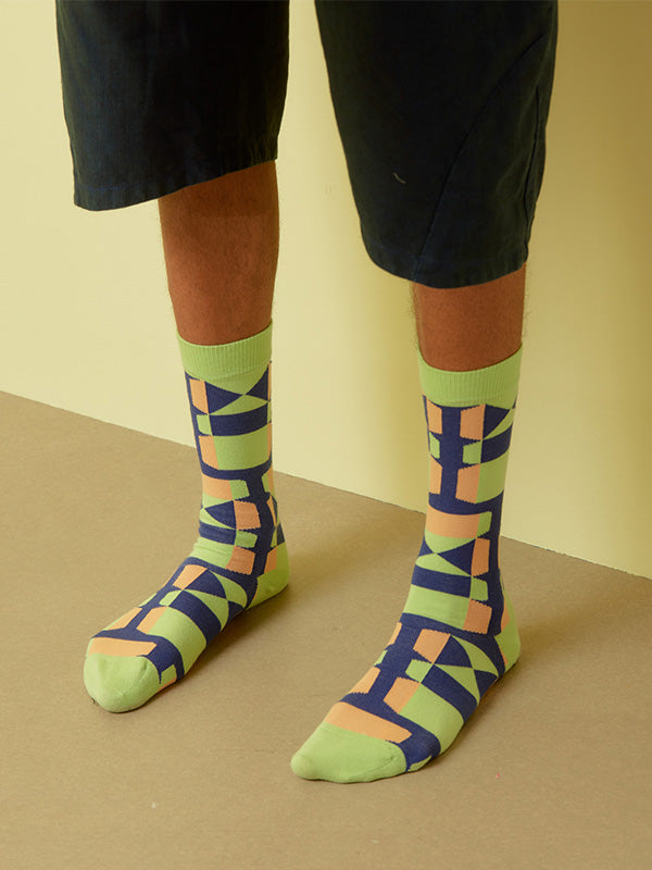 Henrik Vibskov Unfolded Socks Homme - Green Sunset Fold