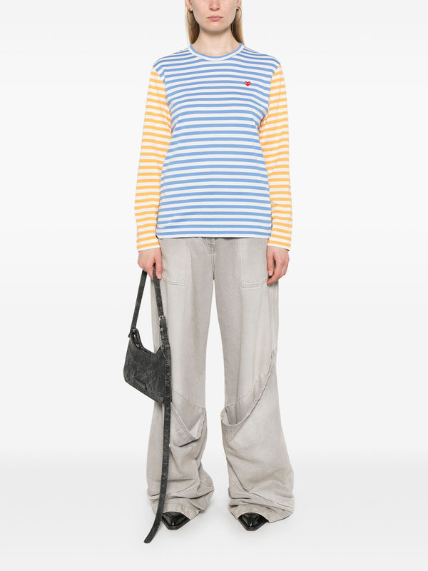 Henrik Vibskov Unisex Long Sleeves Tee Bi-Colour Striped - Blue/Yellow