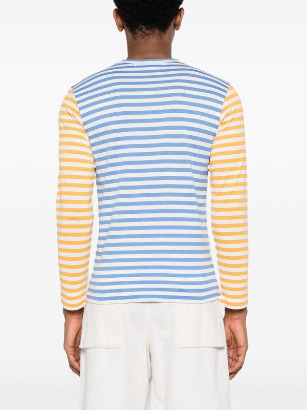 Henrik Vibskov Unisex Long Sleeves Tee Bi-Colour Striped - Blue/Yellow