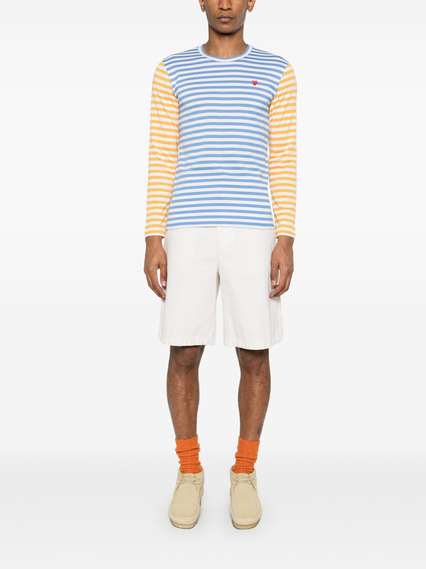 Henrik Vibskov Unisex Long Sleeves Tee Bi-Colour Striped - Blue/Yellow