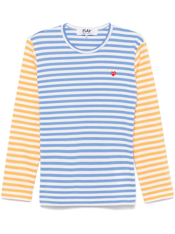 henrik vibskov Unisex Long Sleeves Tee Bi-Colour Striped - Blue/Yellow
