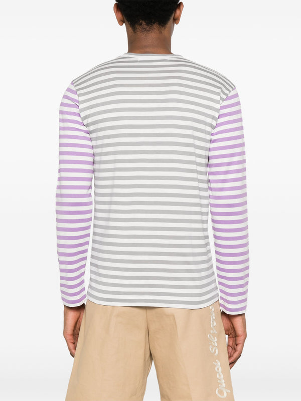 Henrik Vibskov Unisex Long Sleeves Tee Bi-Colour Striped - Grey/Purple
