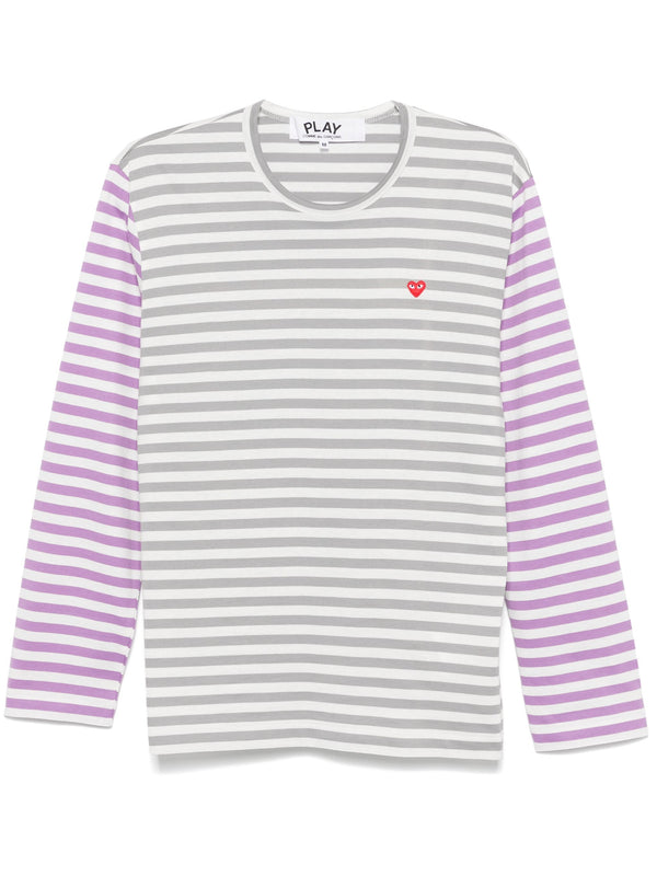 henrik vibskov Unisex Long Sleeves Tee Bi-Colour Striped - Grey/Purple