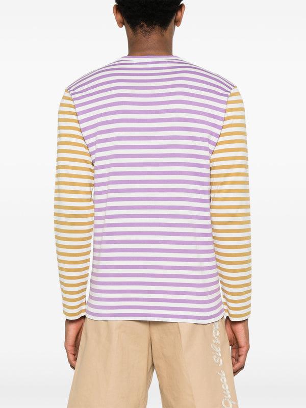 Henrik Vibskov Unisex Long Sleeves Tee Bi-Colour Striped - Purple/Olive