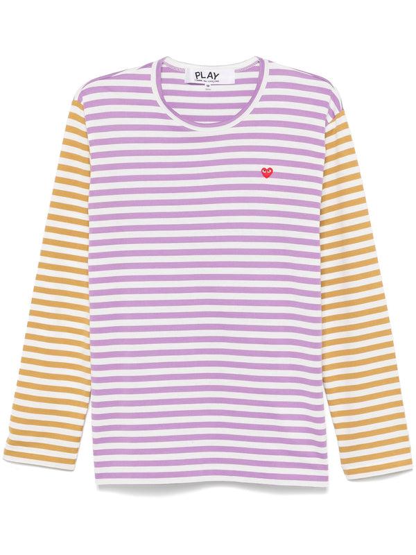 henrik vibskov Unisex Long Sleeves Tee Bi-Colour Striped - Purple/Olive