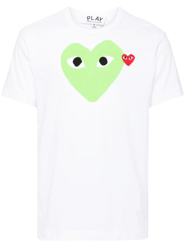 henrik vibskov Unisex Short Sleeve Tee Big Green Heart - White